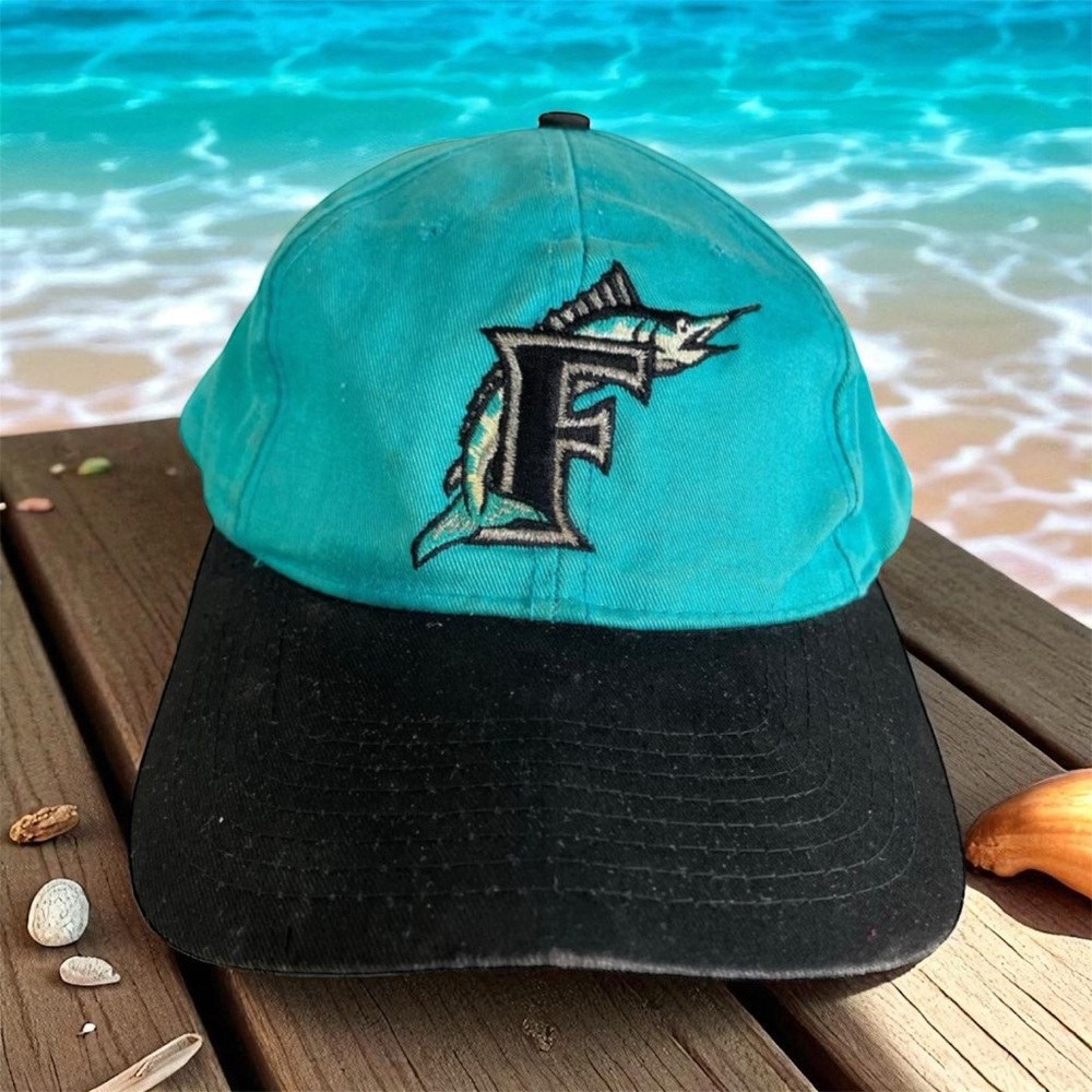 Florida Marlins Juan Bustabad Snapback‎ Hat Teal Black MLB Baseball Cap OSFA